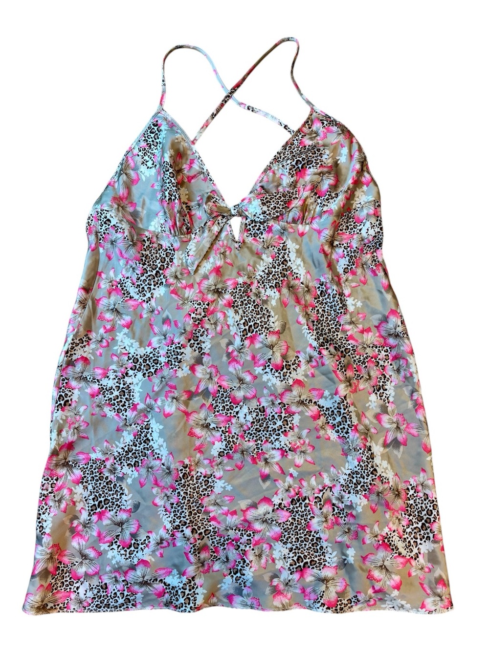Victoria’s Secret Nightie 100% Silk Leopard Floral Print Size Large